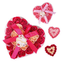 Salsa Mýdlové růže 24x 4g v boxu ve tvaru srdce MIX / cena 1ks