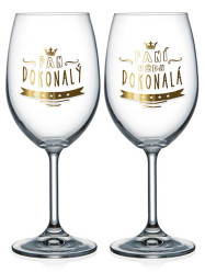 Nekupto Párové sklenice na víno 440ml - PAN DOKONALÝ, PANÍ VŽDY DOKONALÁ