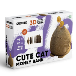 Cartonic 3D PUZZLE - CUTE CAT pokladnička, 98 dílků, LEVEL4