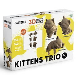 Cartonic 3D PUZZLE - KITTENS TRIO 3v1, 254 dílků, LEVEL3