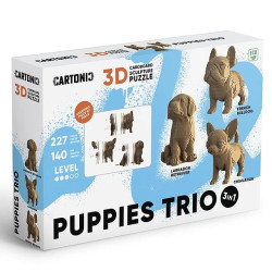 Cartonic 3D PUZZLE - PUPPIES TRIO 3v1, 227 dílků, LEVEL2