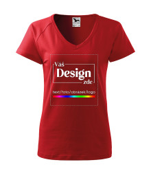 FOTODÁRKY: Foto-tričko ČERVENÉ dámské V, krátký rukáv - S