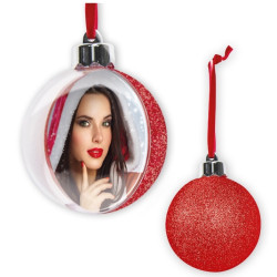 FOTODÁREK: VÁNOČNÍ OZDOBA ČERVENÁ na fotografii, průměr 7,5 cm