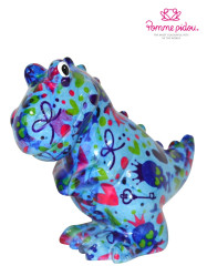 Pomme pidou Pokladnička M - T-Rex, tm.modrý s mašličkou