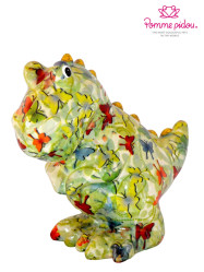 Pomme pidou Pokladnička M - T-Rex, zelenkavý s motýlky