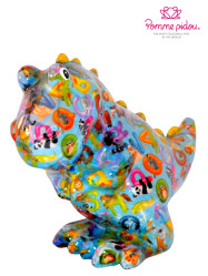 Pomme pidou Pokladnička M - T-Rex, modrý s Abecedou