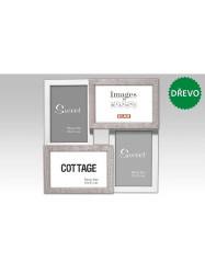 Dřevěný Rám Galerie 4x 10x15 MULTI COTTAGE 41 bílo šedá