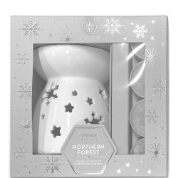 Aromalampa v dárkové sady s vosky Northern Forest