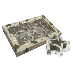 Home Society Skleněné čajové svíčky hvězdy 6ks, šedé