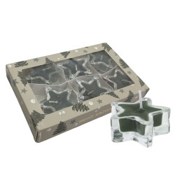 Home Society Skleněné čajové svíčky hvězdy 6ks, zelené