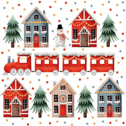 Daisy Vánoční ubrousky 2615981 - Domečky a vláček, 33x33cm, 20ks