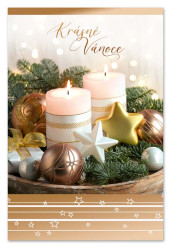 Ditipo Blahopřání I - Krásné Vánoce (zlaté zátiší se svíčkami)
