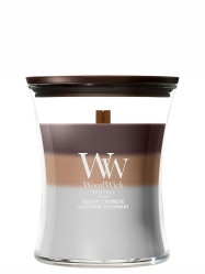 Vonná svíčka WoodWick Trilogy Radiant Cashmere, střední 275 g