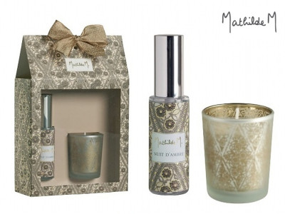 Mathilde M. - NUIT D'AMBRE, dárková sada bytový sprej 30ml + svíčka 28h