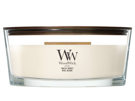 Vonná svíčka WoodWick White Honey, široký knot, 453,6 g