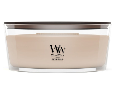 Vonná svíčka WoodWick Crystal Ginger, široký knot 453 g