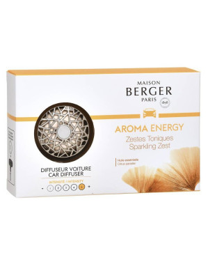 Maison Berger CAR DIFUZÉR - AROMA ENERGY Chrome + náplň Sparkling Zest