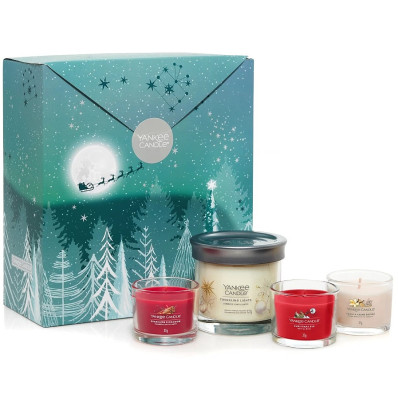 Yankee Candle Dárková sada 2023, 1x tumbler, 3x votivní svíčka ve skle