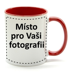 FOTODÁRKY: Fotohrnek ČERVENO-bílý 1x foto 250ml