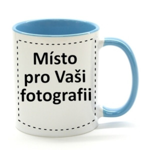 FOTODÁRKY: Fotohrnek SVĚTLE MODRO-bílý 1x foto 250ml