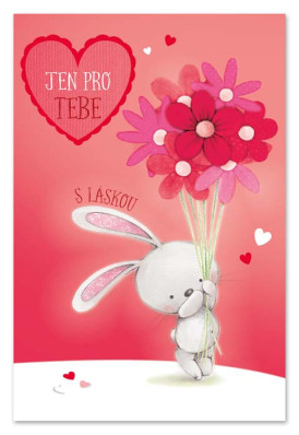 Ditipo Blahopřání K - JEN PRO TEBE (zajiček s květinou)