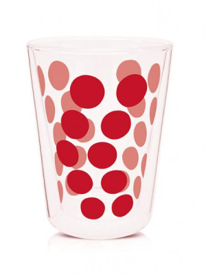 Zak!designs 1278-1221 Dvoustěnná sklenka BOROSILICATE Dot Dot červená 35cl