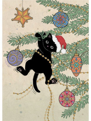 Luxusní přání DC039 BUG ART - CHRISTMAS KITTY