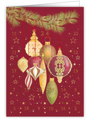 Luxusní přání QP 6374 ADVENTNÍ KALENDÁŘ, ozdoby