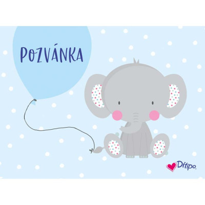 Ditipo POZVÁNKA NA OSLAVU 10ks - SLON, šířka