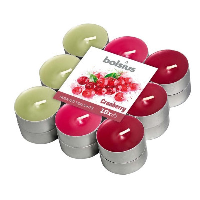 Bolsius Čajové svíčky tříbarevné 18ks - CRANBERRY