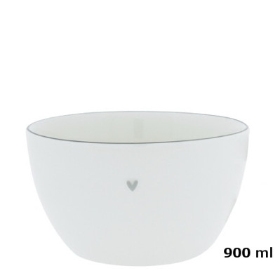 Bastion Collections Miska Medium White /edge Grey 15x8,5 cm, 900 ml
