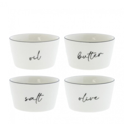 Bastion Collections 4x miska OIL, SALT, BUTTER, OLIVE, 4,5x7,5cm
