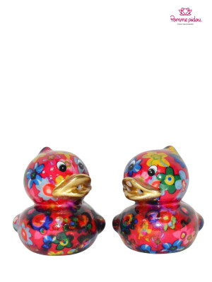 Pomme pidou SOLNIČKA-PEPŘENKA Kachnička DUCK růžové květinky