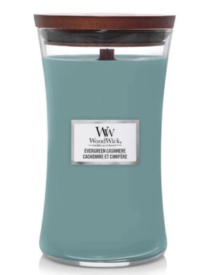 Vonná svíčka WoodWick EVERGREEN CASHMERE, velká svíčka 609 g