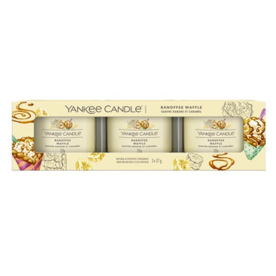 Yankee Candle 3x votivní svíčka ve skle BANOFFEE WAFFLE, 3x 37 g