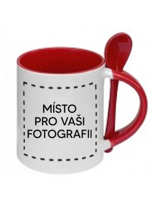 detail Fotohrnek STANDARD se lžičkou ČERVENÝ, 300ml