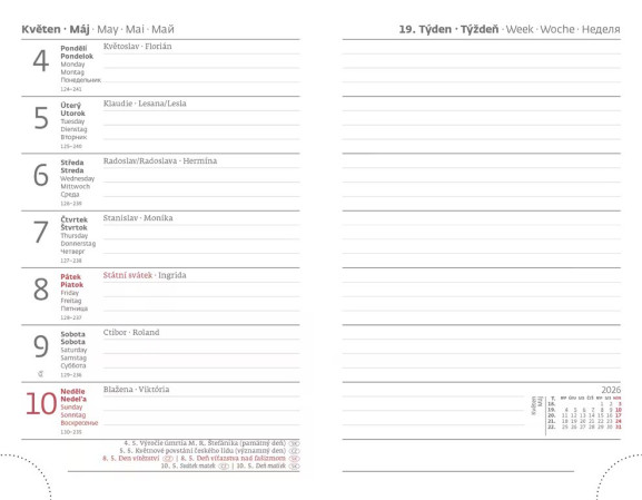 detail Helma 365 Týdenní kapesní diář 2026 Vario - Romance s gumičkou