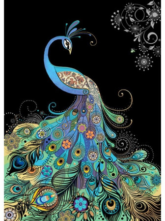 detail Luxusní přání M183 BUG ART - ELEGANT PEACOCK