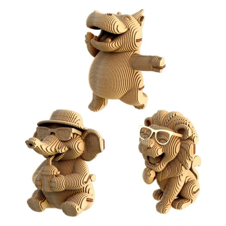 detail Cartonic 3D PUZZLE - SAFARI TRIO 3v1, 267 dílků, LEVEL3