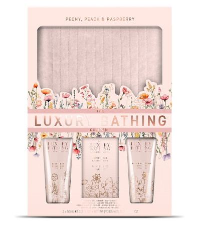 detail Grace Cole Peony, Peach & Raspberry, set s kosmetickou taštičkou