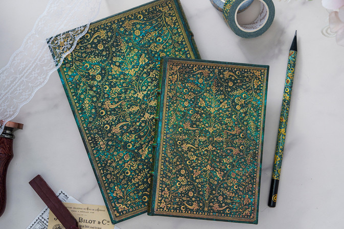 detail Paperblanks ULTRA zápisník - Emerald Flower, linkovaný