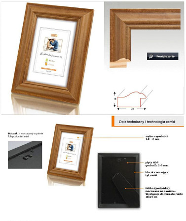 detail Rámeček dřevěný 21x30 Icar DRL N33 světle hnědý