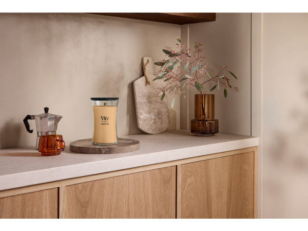 detail WoodWick TANGERINE & CITRON, velká svíčka 609g