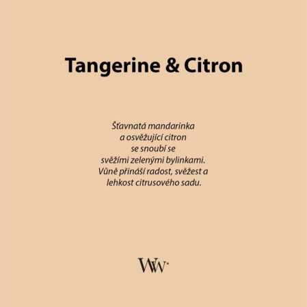 detail WoodWick TANGERINE & CITRON, velká svíčka 609g