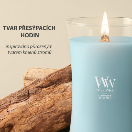 detail Vonná svíčka WoodWick Cedarwood & Ocean Moss, velká 609 g