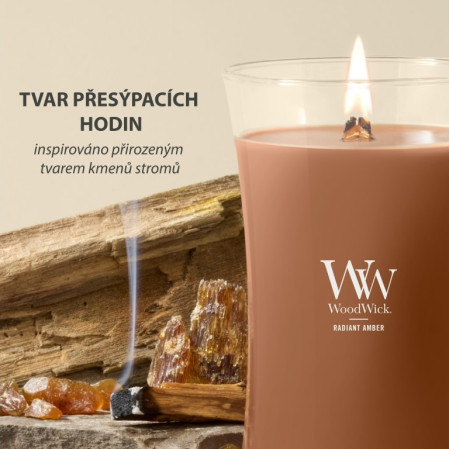 detail Vonná svíčka WoodWick Radiant Amber, velká 609 g