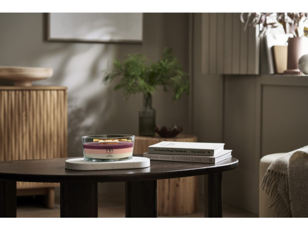 detail Vonná svíčka WoodWick Trilogy Lush Nectar, široký knot 453 g