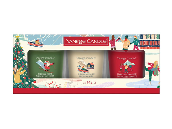 detail Yankee Candle Xmas 2025 Dárková sada 3x svíčka ve skle 142g