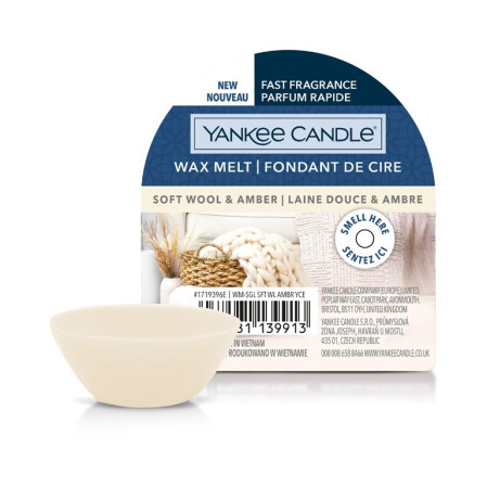 detail Yankee Candle SOFT WOOL & AMBER, vonný vosk 22 g NEW