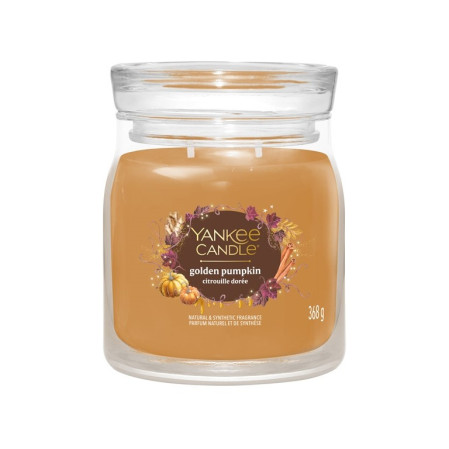detail Yankee Candle GOLDEN PUMPKIN, signature střední svíčka 368g